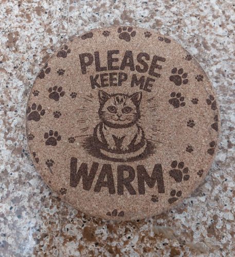 Click to view full screen זוג תחתיות עגולות לסירים משעם איכותי עם חתולים דגם ‘Simba’ - עם חריטה אישית photo review