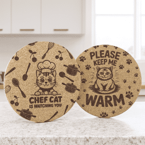 זוג תחתיות לסירים חתולים עם הקדשה אישית