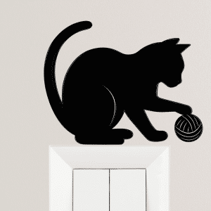 קישוט סילואט חתול משחק בכדור צמר קישוט למתגי הבית Prince