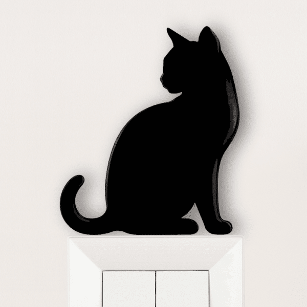 קישוטי מתגים סילואט חתול מסתכל לאחור דגם MILO