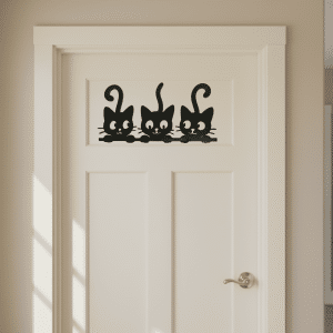 שלישיית חתולים קישוט לקיר סילואט דגם טריו