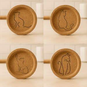 תחתיות שעם לכוסות חתולים עם הקדשה אישית דגם PURR