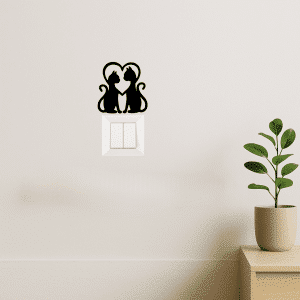 קישוט חתולים סילואט למתגי אור לעיצוב הבית דגם HEART יושבים על מתג