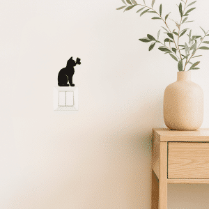 קישוט למתג סילואט חתול עם פרפר על האף תמונה קטנה