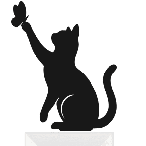 קישוט למתג סילואט חתול עם פרפר על היד דגם BLACK