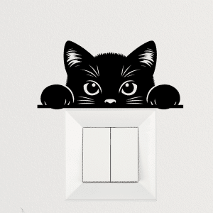 קישוט למתגים סילואט חתול מציץ דגם 'Peek' תמונה 1