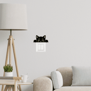 קישוט למתגים סילואט חתול מציץ דגם 'Peek' תמונה שניה