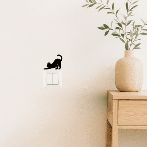 קישוט לקיר צללית חתול סילואט קישוטי חתולים לעיצוב הבית ולמתגים חתול מתמתח