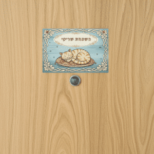 שלט מגנטי לדלת עם שם משפחה אישי דוגמת חתולים דגם 'Dreamy'