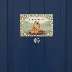 שלט מגנטי לדלת עם שם משפחה אישי דוגמת חתולים דגם 'Elegant'