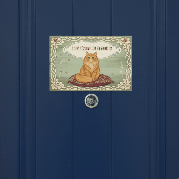 שלט מגנטי לדלת עם שם משפחה אישי דוגמת חתולים דגם 'Elegant'