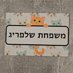 שלט מגנטי לדלת עם שם משפחה אישי דוגמת חתולים דגם Sunny תמונת וידאו