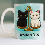 כוס מזל מאזניים רקע כחול עיצוב ייחודי של אתר מיצי - צד קדמי