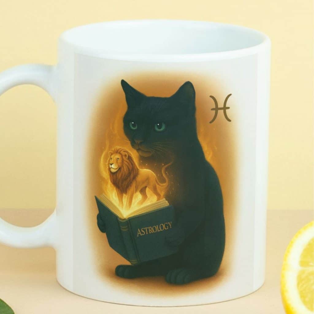 כוס מזל אריה לשתיה חמה מקרמיקה דגם Astrology צד קדמי