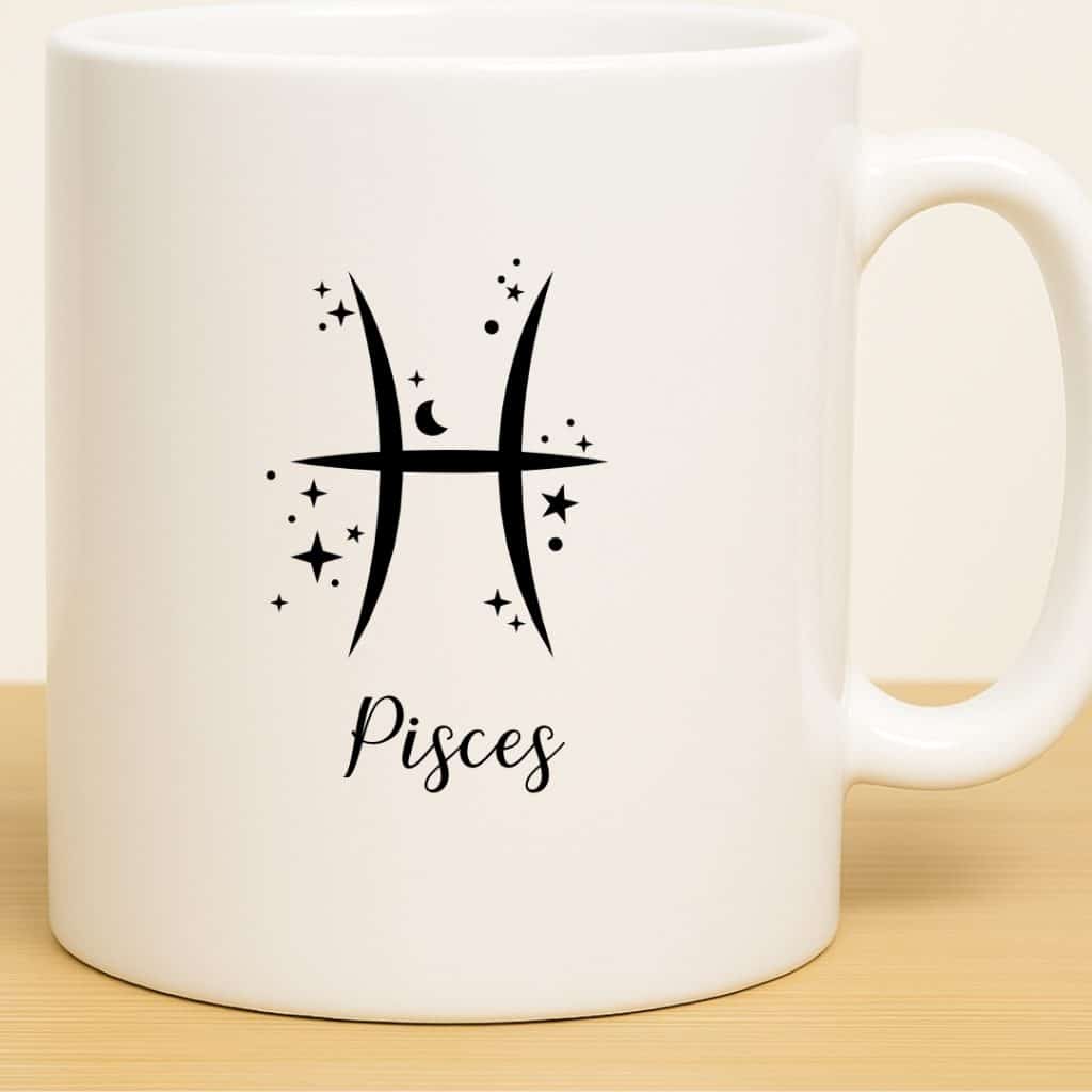 כוס מזל דגים לשתיה חמה מקרמיקה דגם Astrology צד אחורי