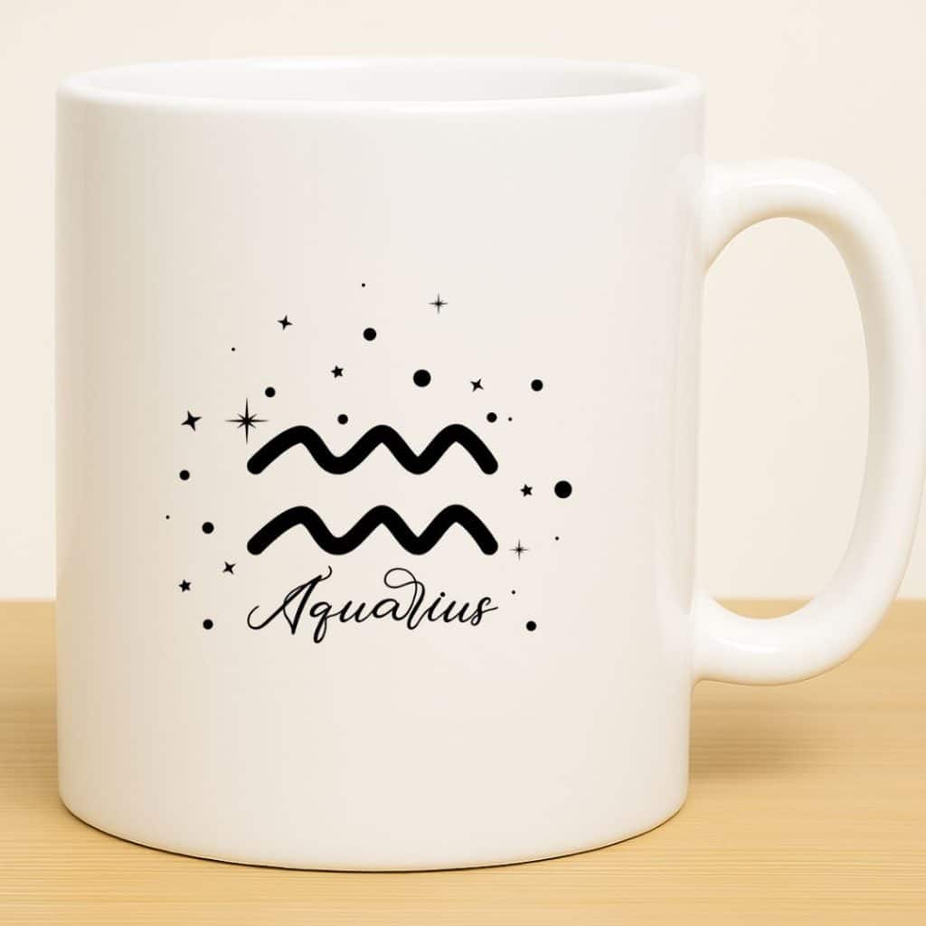 כוס מזל דלי לשתיה חמה מקרמיקה דגם Astrology צד אחורי