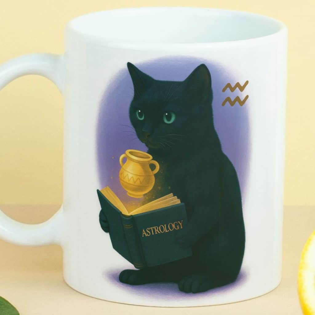 כוס מזל דלי לשתיה חמה מקרמיקה דגם Astrology צד קדמי