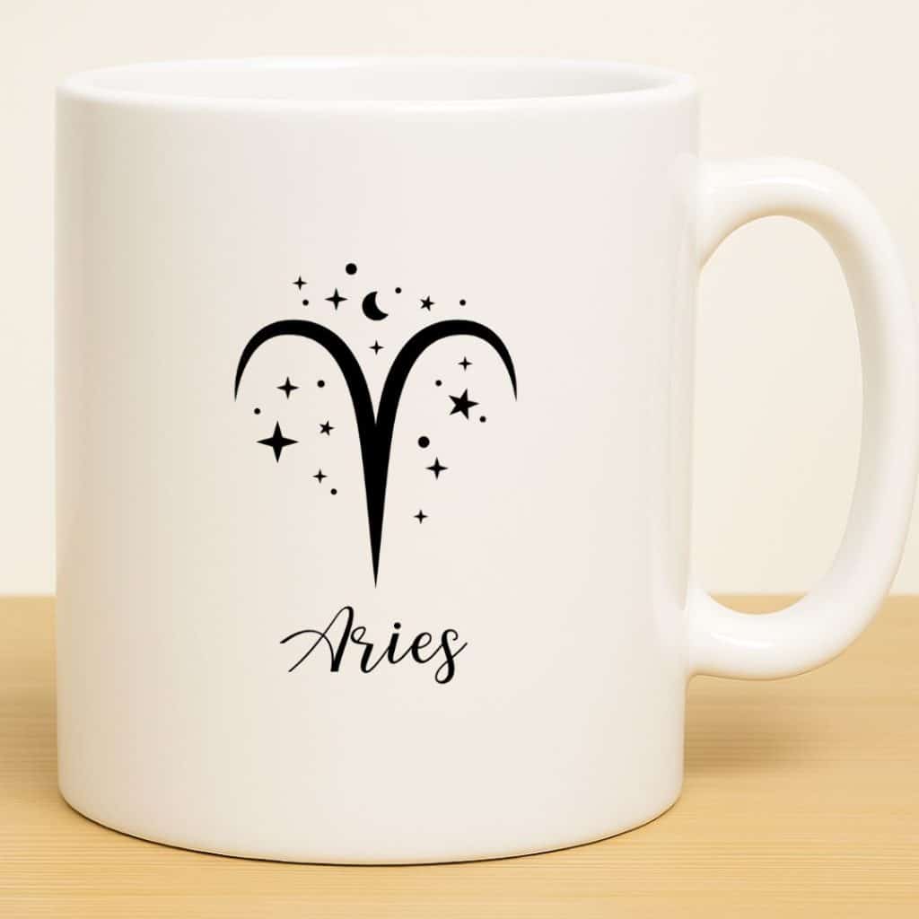 כוס מזל טלה לשתיה חמה מקרמיקה דגם Astrology צד אחורי