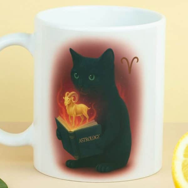 כוס מזל טלה לשתיה חמה מקרמיקה דגם Astrology צד קדמי