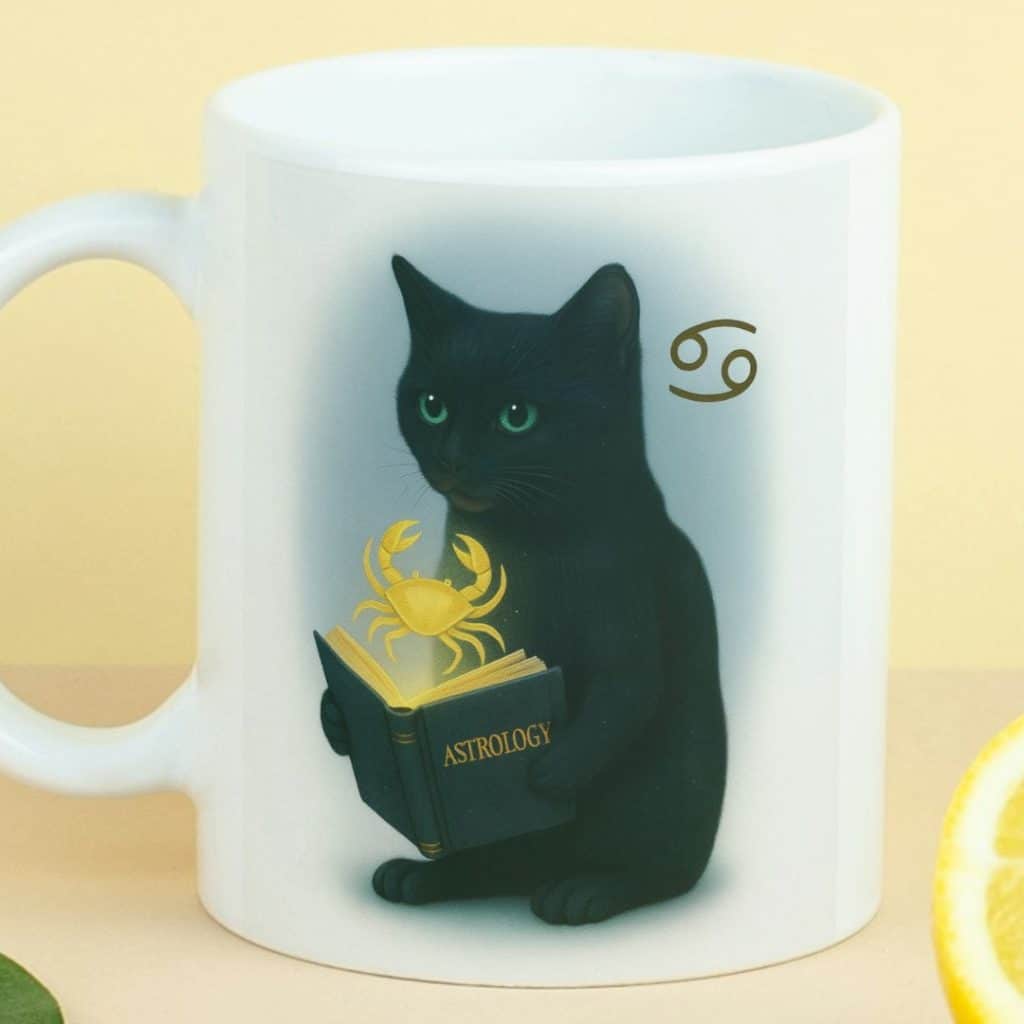 כוס מזל סרטן לשתיה חמה מקרמיקה דגם Astrology צד קדמי