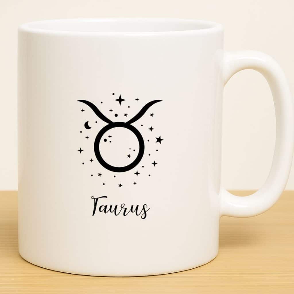 כוס מזל שור לשתיה חמה מקרמיקה דגם Astrology צד אחורי