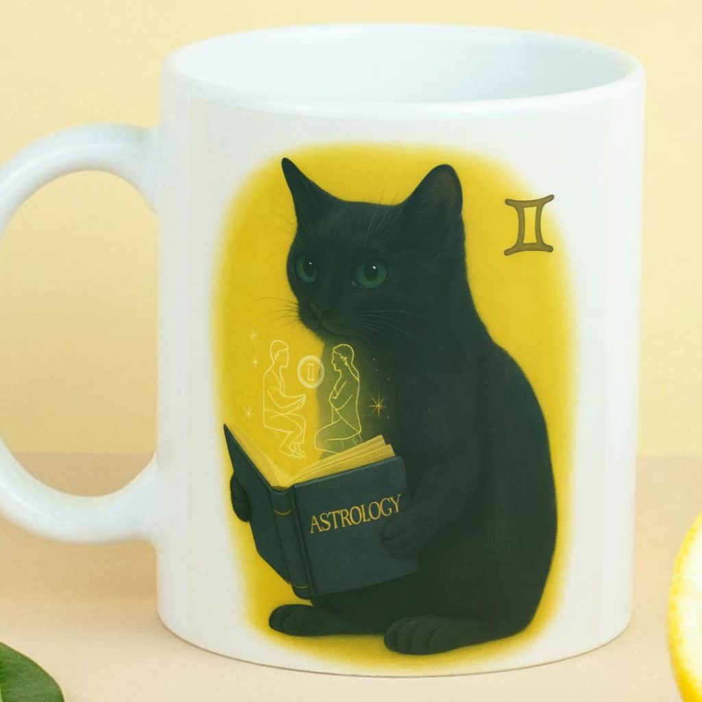 כוס מזל תאומים לשתיה חמה מקרמיקה דגם Astrology צד קדמי