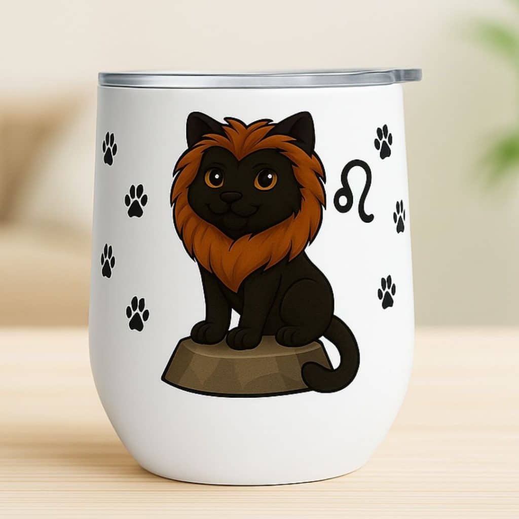 כוס תרמית לשתיה חמה וקרה מזל אריה דגם Zodiacat