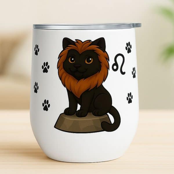 כוס תרמית לשתיה חמה וקרה מזל אריה דגם Zodiacat