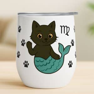 כוס תרמית לשתיה חמה וקרה מזל בתולה דגם Zodiacat