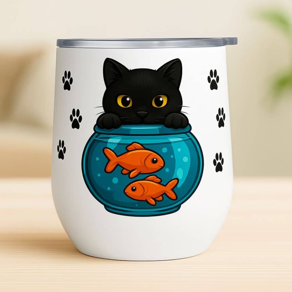 כוס תרמית לשתיה חמה וקרה מזל דגים דגם Zodiacat