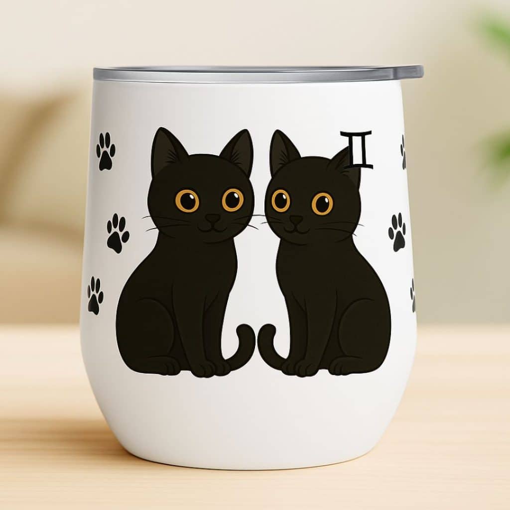 כוס תרמית לשתיה חמה וקרה מזל תאומים דגם Zodiacat