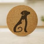 תחתיות שעם עגולות לכוסות לאוהבי חתולים וכלבים דגם LovePaw 3